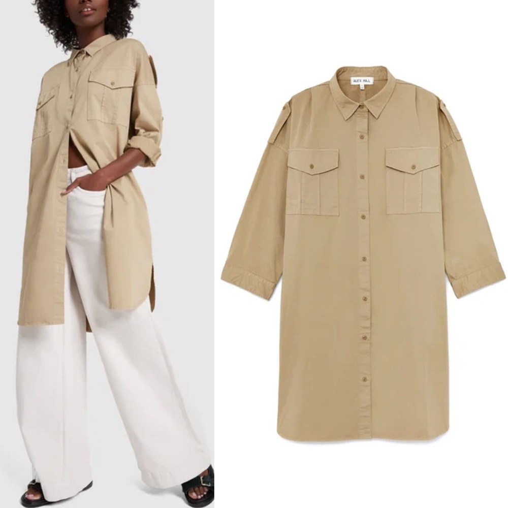 NWT Alex Mill Military shirt dress vintage khaki Extra Large capsule minimalist